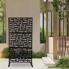 Metal Outdoor Decorative Privacy Screen Metal Stand Freestanding Privacy Screen
