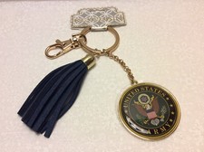 MILITARY UNITED STATES ARMY KEY CHAIN New with Tag Round Ring-Tassle-Clip