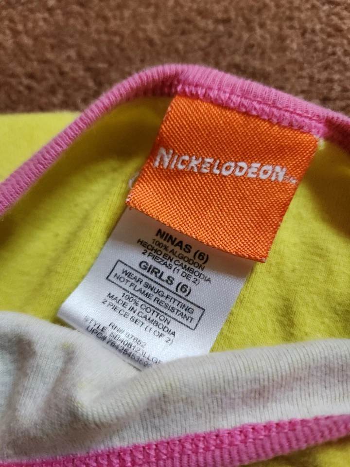 Bob Esponja Pantalones Cuadrados Niñas Talla 6 Pijama Conjunto Nickelodeon Parte Superior Inferior Foto 4 de 4