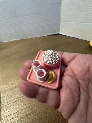 Fisher Price Loving Family Dollhouse Popcorn Drink Banana Pink Snack Tray