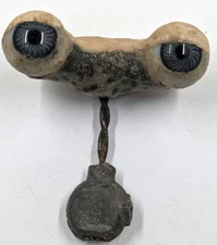 Vintage German Antique Hand Blown Rocker Glass Doll Eyes Blue Round BBI-9