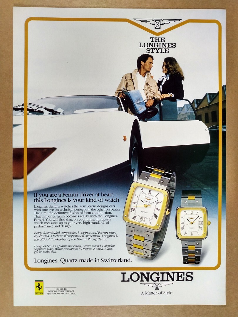 1981 Longines Ferrari Quartz Watch vintage print Ad | eBay