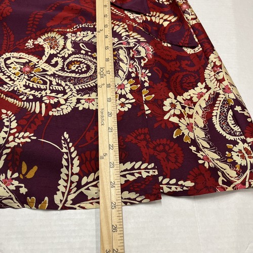 Talbots Wrap Skirt Womens 10 Purple Floral Paisley Midi Lined Office Career - Picture 6 of 10