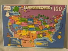 USA map EDUCATIONAL 100 PIECE PUZZLE By VISTA NEW United States 9x12 HOMESCHOOL