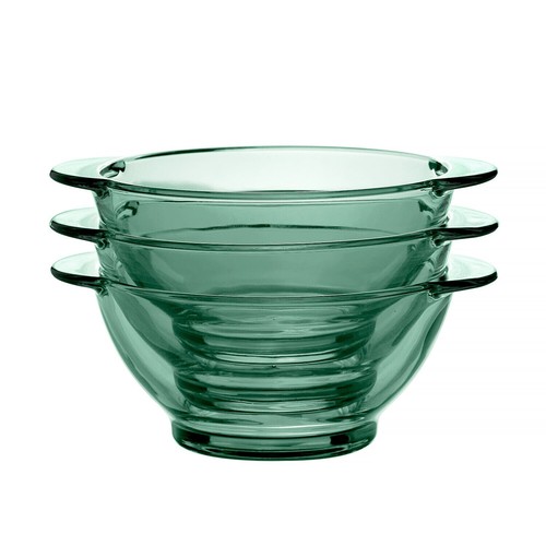 4-pc Emerald Green Borosilicate Glass Bowl Set Cereal Soup Salad Bowl Set - Picture 2 of 8