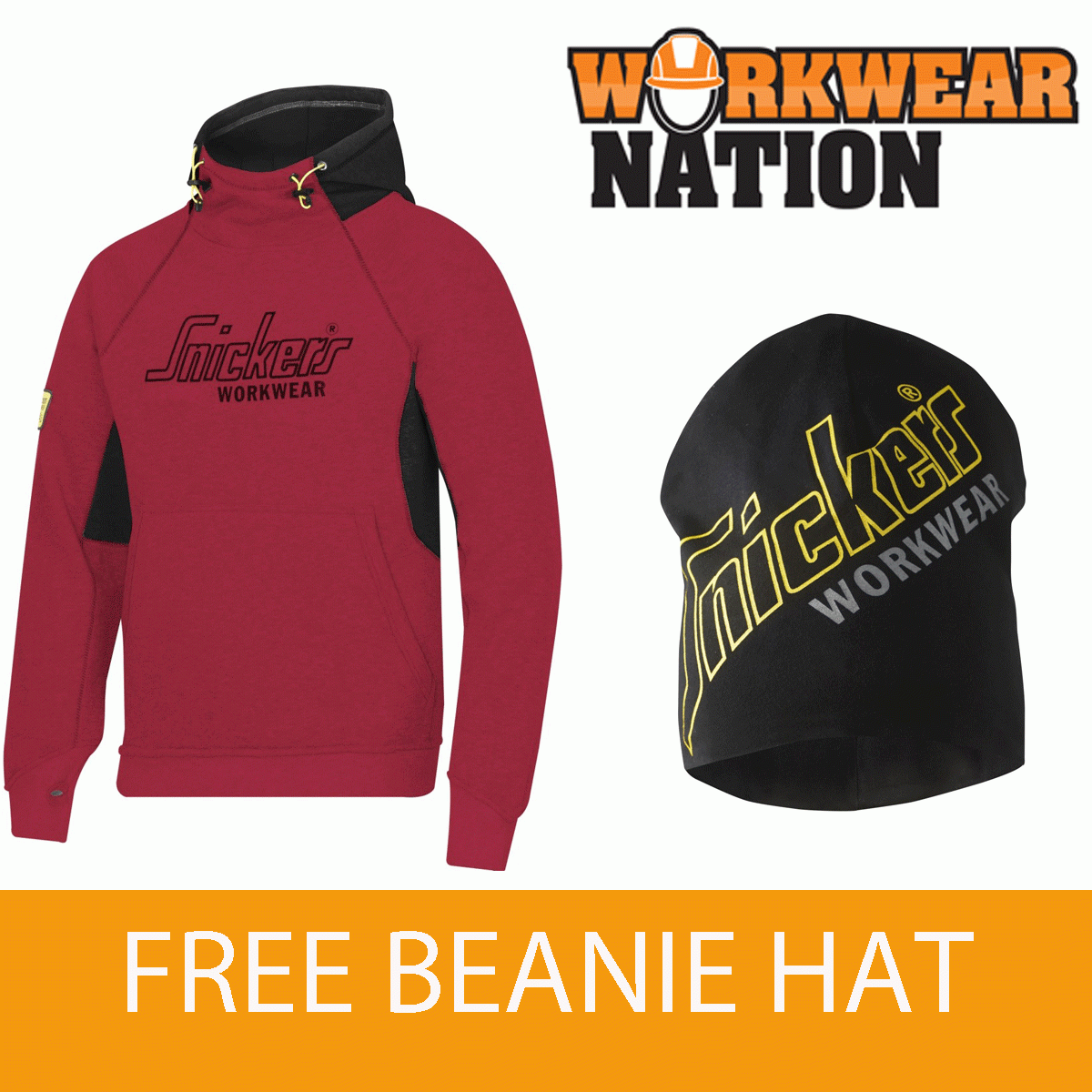 Snickers 2815 Work Logo Hoodie schweißhemd, Größe XS-3XL rot kostenlos BEANIE HAT Snickers 2815 Work Logo Hoodie schweißhemd, Größe XS-3XL rot kostenlos BEANIE HAT