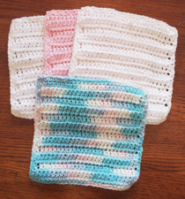 Lot of 4 New Fairy Tale Blue Handmade-Crocheted 100% Cotton Dish/Wash Cloths