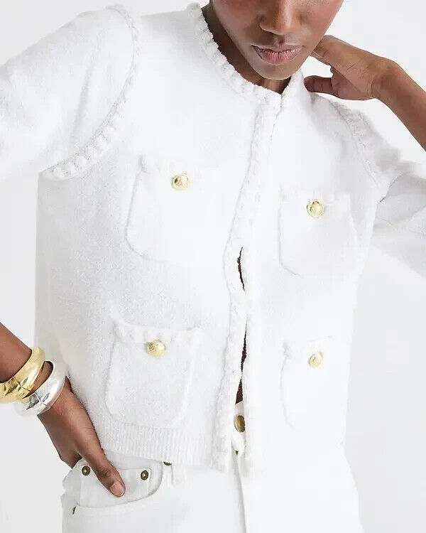 Sold Out J Crew Odette Sweater Lady Jacket White Cotton Sold Out J Crew Odette Sweater Lady Jacket White Cotton