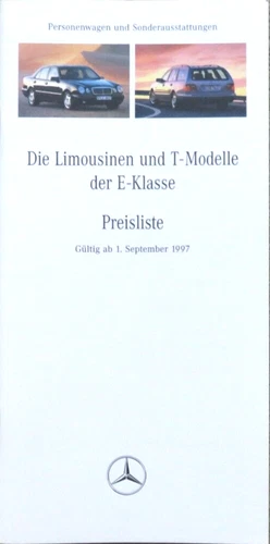Mercedes E-Klasse Limousine & T-Modell BR 210 Preisliste price list 9/1997 (RB)