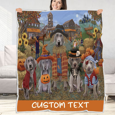 Weimaraner Dog Blanket Personalized Throw Woven Fleece Sherpa Many Designs NWT