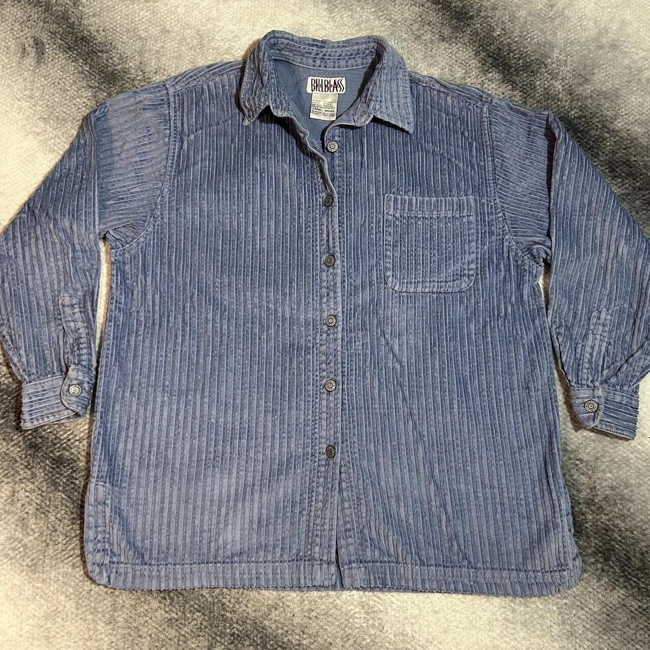 90s Bill Blass Blue Corduroy Long Sleeve - image 1