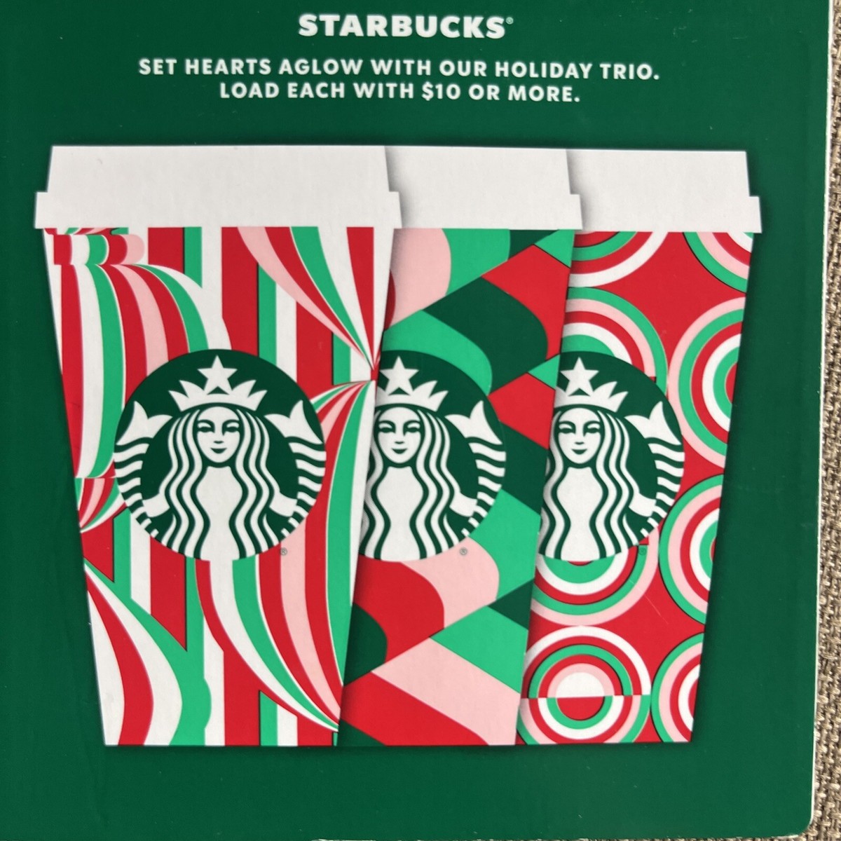 Starbucks キャリーカート ホワイト/グリーン 2024 NEW STARBUCKS HOLIDAY /WINTER LIMITED EDITION GIFT CARDS Set