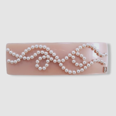 $355 Alexandre De Paris Women's Pink Faux Pearl Barrette Hair Clip