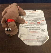 Vintage Pound Puppies Rumple Skins 7.5" Dark Brown Plush Red Collar By Tonya Toy