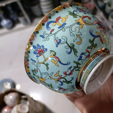 Chinese Tradition Rose Porcelain Bowls Flower Patterned Qianlong