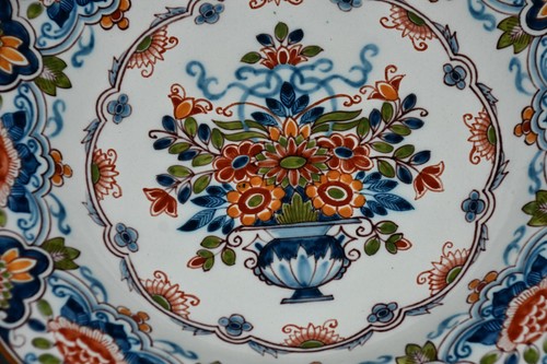 MAKKUM Keramik Wandteller Holland Blumen im Topf buntfarbig diam 35 cm. Ca. 1940 - Bild 6 von 13