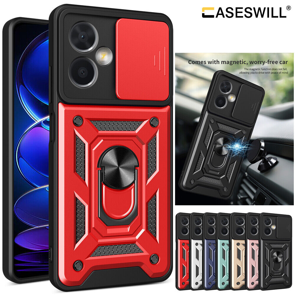 Armor Funda for Xiaomi Redmi 13C 12C Case Slide Camera Lens Protection Ring  Stand Back Cover for Redmi 11A 12C 4G Cases - AliExpress