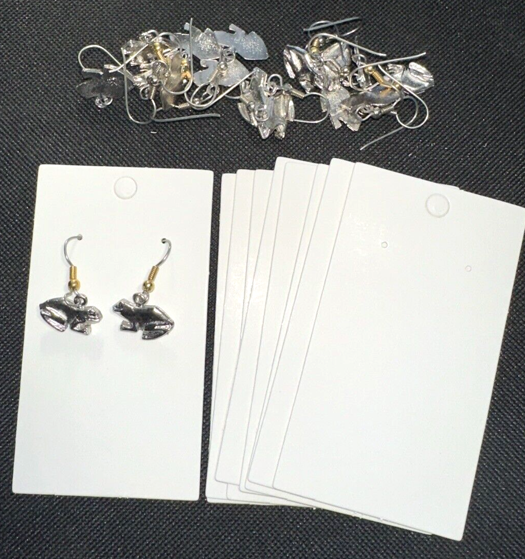 Wholesale Lot of 9 Silver Metal Frog Earrings with Display Cards
