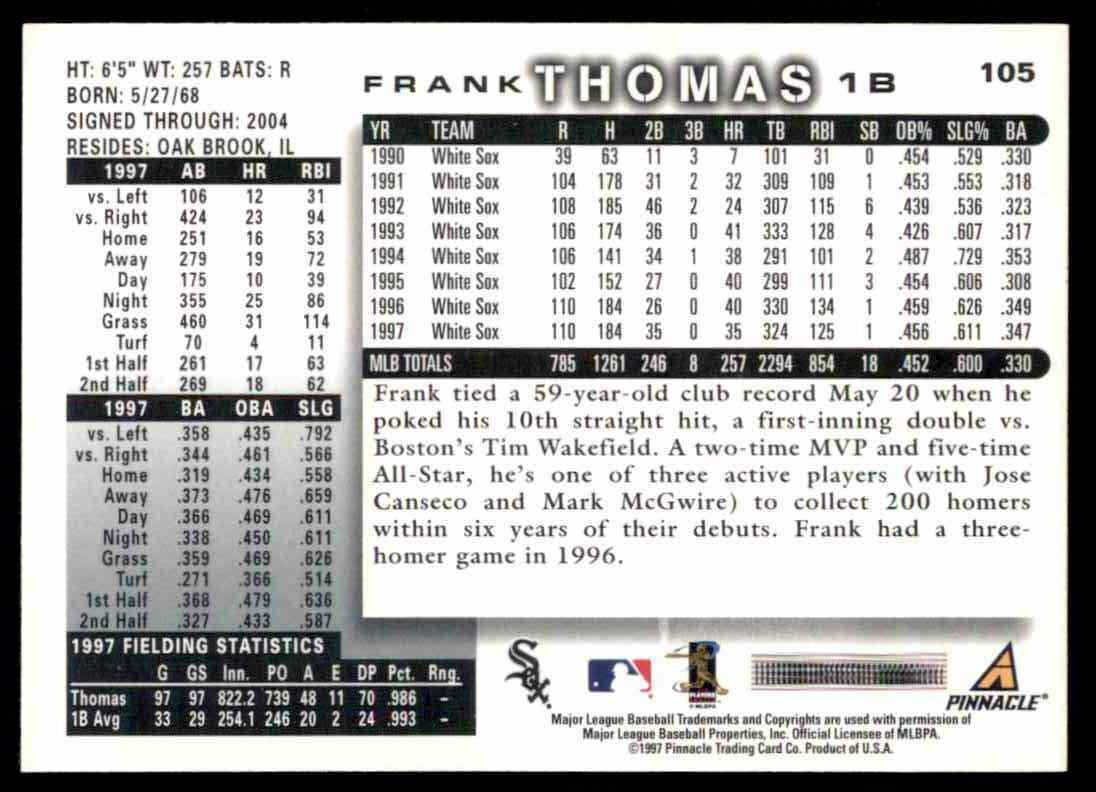 1997 Score Frank Thomas Chicago White Sox #105 | eBay