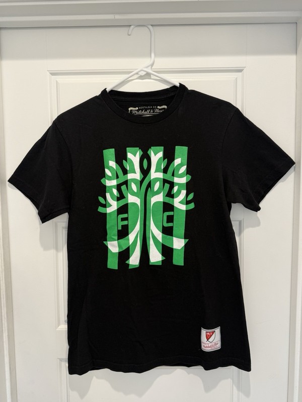 Mitchell & Ness Austin FC Shirt Black Green and White Tree Logo Men's Size Small