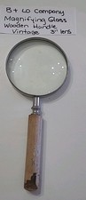 Vintage B LO Co Bausch Lomb Magnifying Glass Beaded Neck Wood Handle 3 Lens