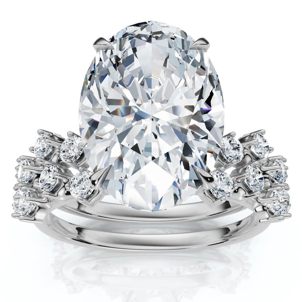 Certified 5 1/2Ct Oval Diamond Engagement & Wedding Ring 14k Gold/Pt Lab Grown