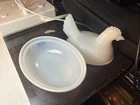 Vintage White Milk Glass Hen on a Nest Bowl Chicken Chick Unbranded - EUC