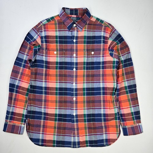 Polo Ralph Lauren Mens Medium M Plaid Check Button Down 2 Pocket Work Shirt - Bild 2 von 6