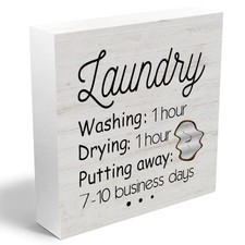 laundry Room Decor Wood Box Sign, Laundry Sign Accessories Wood Plaque,
