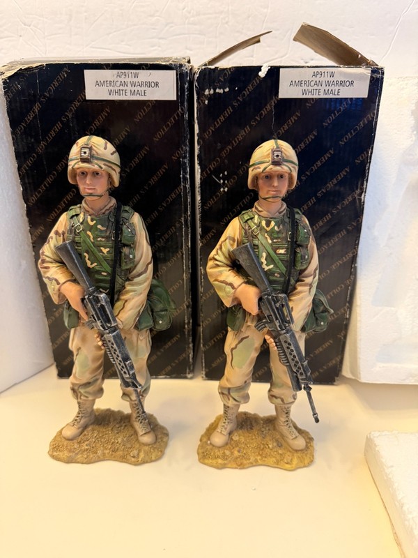 2  American Warrior Soldiers Figurines America's Heritage Collection 9 1/2" Tall