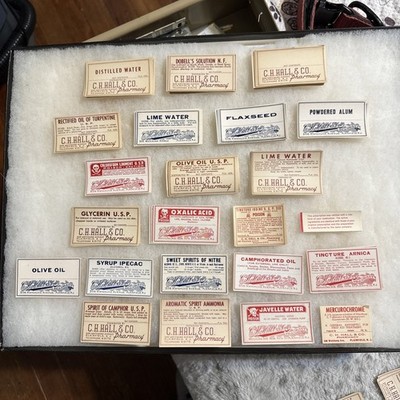 1897-1949 C H Hall Plainfield, NJ Drug Store MEDICINE BOTTLE LABELS - 198 Labels
