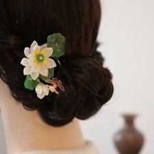 Liuli Glass Lotus Hair Stick Fish And Lotus Leaf Updo New Chinese Style Qipao