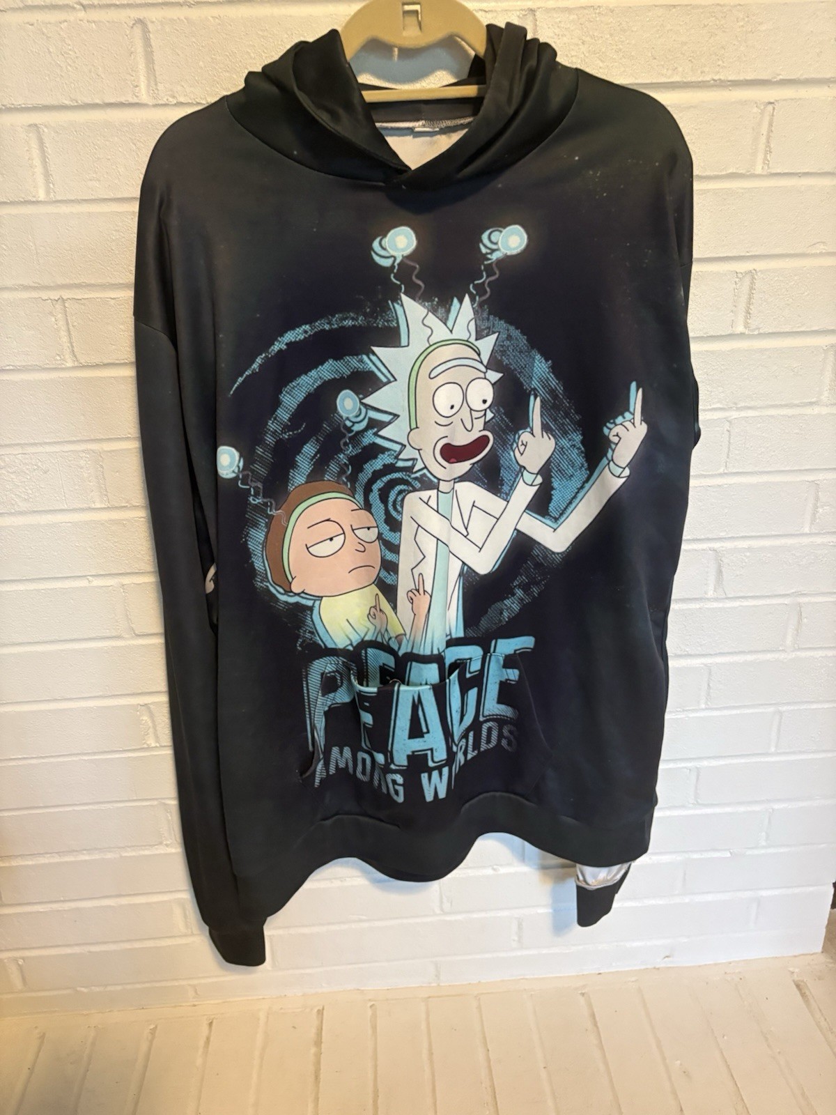 Rick And Morty Graphic Black Hoodie Size XXL