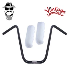 Original Lowrider 13" 22.2 D Handlebar Black Custom 120mm Grips Sparkle/White