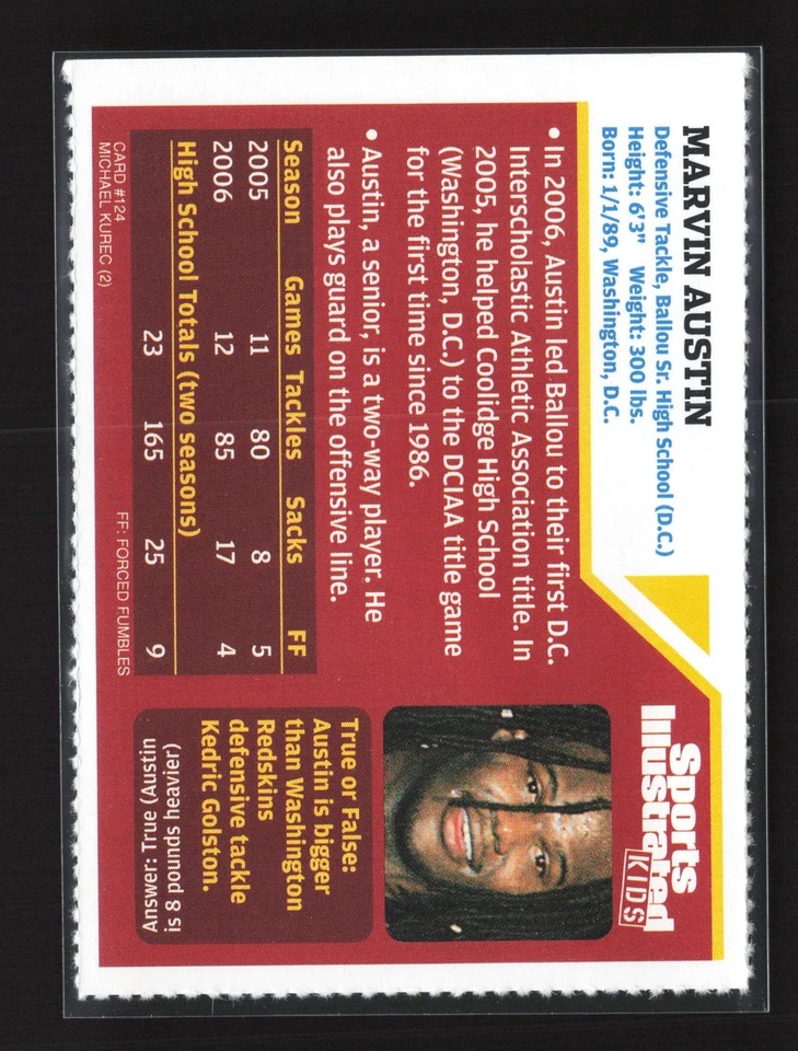2007 Sports Illustrated for Kids Marvin Austin #124 Lis - Image 2 of 2