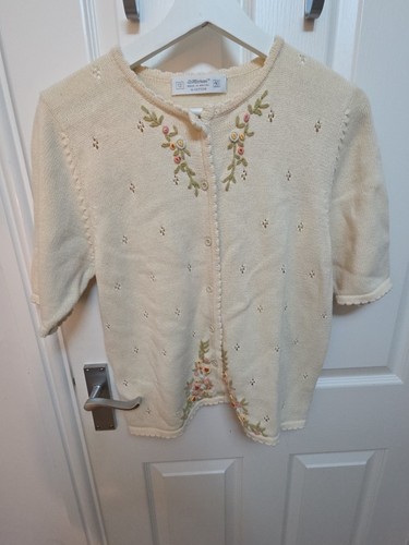 Vintage St Michael Pastell Blumen Strick 1980er 1990er Damen Cardigan Top Gr. 12 - Bild 24 von 24