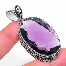 African Amethyst Oval Shape Gemstone Vintage Pendant Handmade Gift Jewelry 2.3