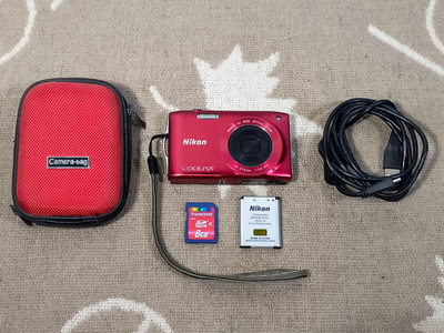 【中古美品】レトロ ニコン デジカメ COOLPIX 3200 レッド Nikon COOLPIX S3200 16.0MP Digital Camera - Red Fully Working