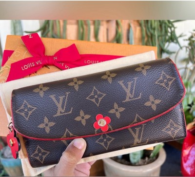Blooming Flowers Emilie Wallet Red Authentic Louis Vuitton Emilie