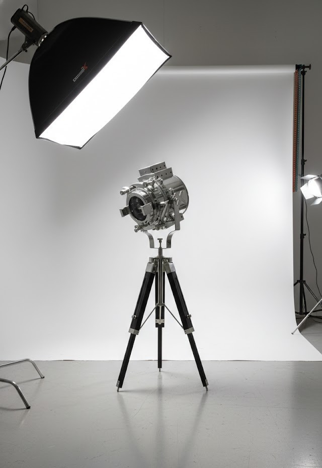 Vintage Nautical Searchlight Tripod Lamp Decorative Marine Spotlight