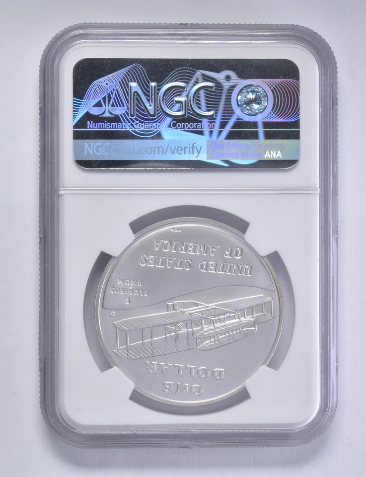 MS70 2003-P First Flight Commemorative Silver Dollar $1 NGC Brown Lbl *6479 - Image 2 of 4