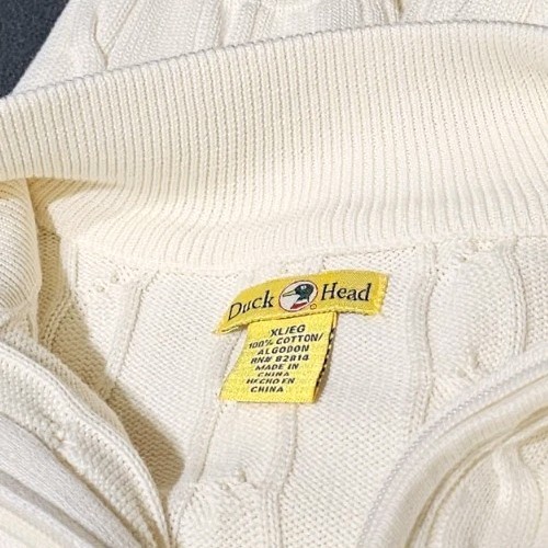 New! DUCK HEAD-Ivory Cttn, Mens LS, 1/4.Zip, Cable Knit Dress Sweater-(XL) - Picture 4 of 4