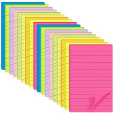  18 Pack Lined Sticky Notes 4x6 in Post, Self-Stick Pads Bright Colors Stick...