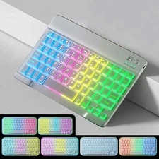 10" Wireless Bluetooth Keyboard & Mouse Set Backlit 7-Color for iPad Android Win