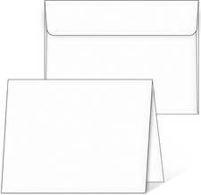 Blank Cards and Envelopes 5X7, 25 Pack White Invitation Cardstock with Self-Seal