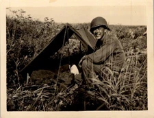 Korean War US Soldier Field Tent Bivouac Photograph c 1950s Light Leak
