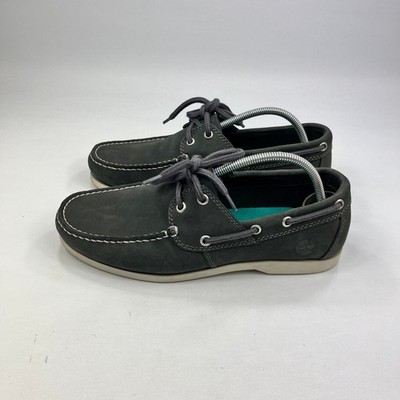 Timberland Herren Grau Nubuk Leder Bootsschuhe UK 7 Freizeit Komfort Deck Schuh