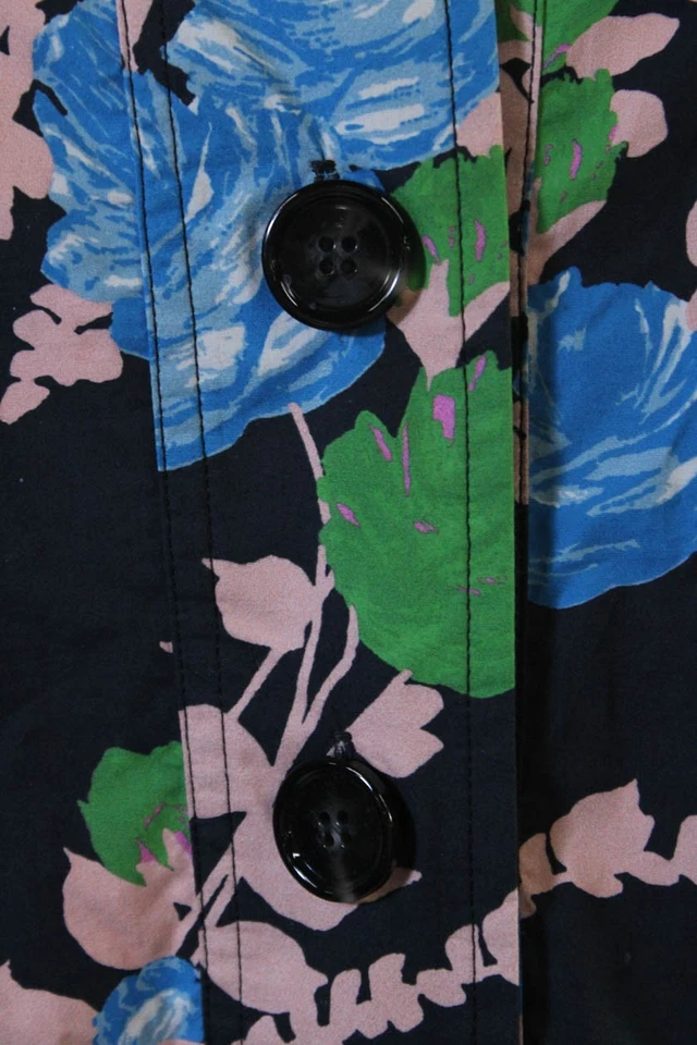 Maxi Camisa Vestido La Double J Mujer Negro Floral Manga 3/4 Algodón Talla M Foto 4 de 4