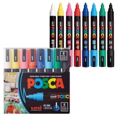 uni POSCA 8pk PC-5M Water Based Paint Markers Medium Point 1.8-2.5mm