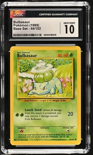CGC 10 Gem Mint Bulbasaur Base Set Unlimited